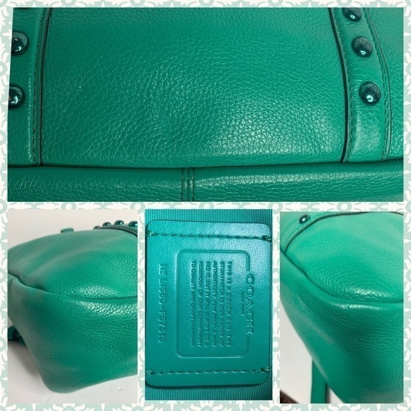 Coach Central Rivet Leaf Enamel Green Leather Bag - Picture 4 of 6